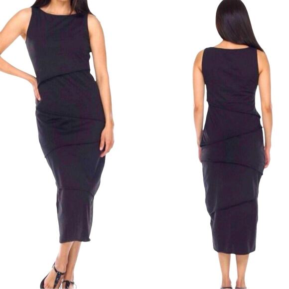 Neon Buddha Shanghai Asymmetric Layered Dress, Lagenlook Minimalist, Casual M - Picture 5 of 6